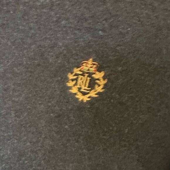 Vintage LRL Gray Long Sleeve Polo Top Cotton size M Green Label - Picture 2 of 6